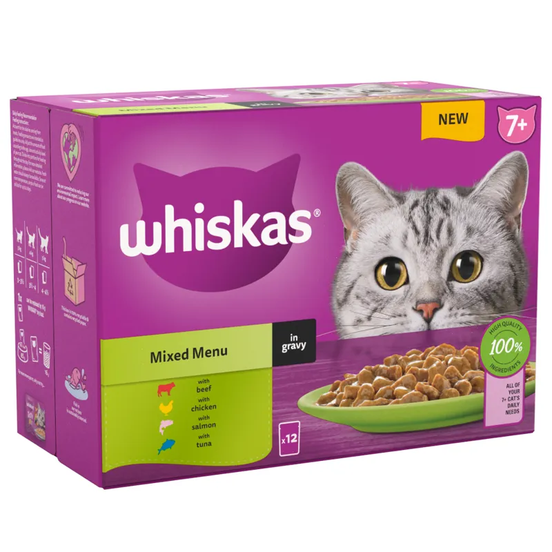 Whiskas Pouches Senior 7+ Mixed Menu in Gravy 12 x 85g